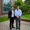 Dr. Guan with Dr. Jian Wen at the Vontz Building which houses the Cancer Biology Dept.