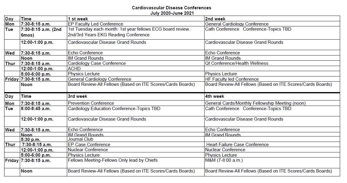 Cardiovascular Disease Conference Schedule ConferenceSchedule20202021
