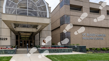 UC Blood Cancer Healing Center building with footprints