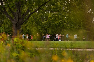 Nature Ault Park Tai Chi group of people doing tai chi in nature at Ault Park