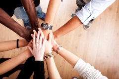 Hands resized group of hands coming together