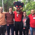Lab members with UC mascot