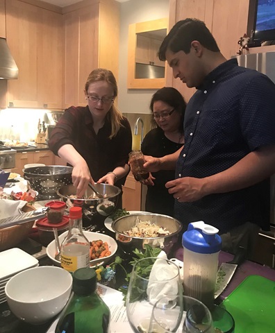 Residents taking cooking class